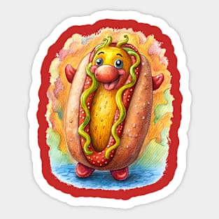 Hot Dog Anime Face Sticker